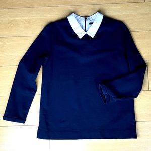 COS collard navy zip neck sweater XS